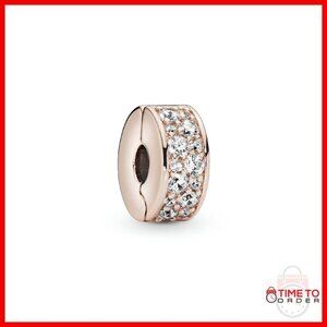 Clear Pavé Clip Charm Bracelet Charm, Rose Gold-Plated, Cubic Zirconia